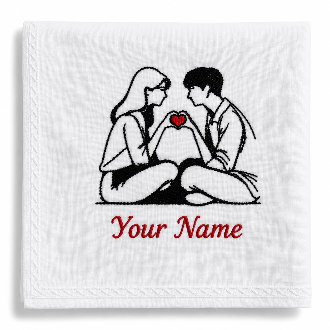 Personalized Embroidered Handkerchief with Custom Name | Custom Couple Gift for Boyfriend, Girlfriend, Husband & Wife | Anniversary, Birthday, Valentine's Day Gift | Premium Cotton Hanky-image-3