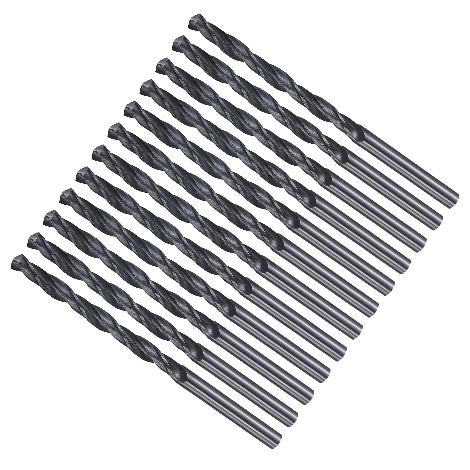 METALLIXITY Drill Bit (4.3mm) 12Pcs, 4241 High-Speed Steel Straight Shank Nitriding Black 118° for Wood Plastic Iron Copper Aluminum Low Soft Metal