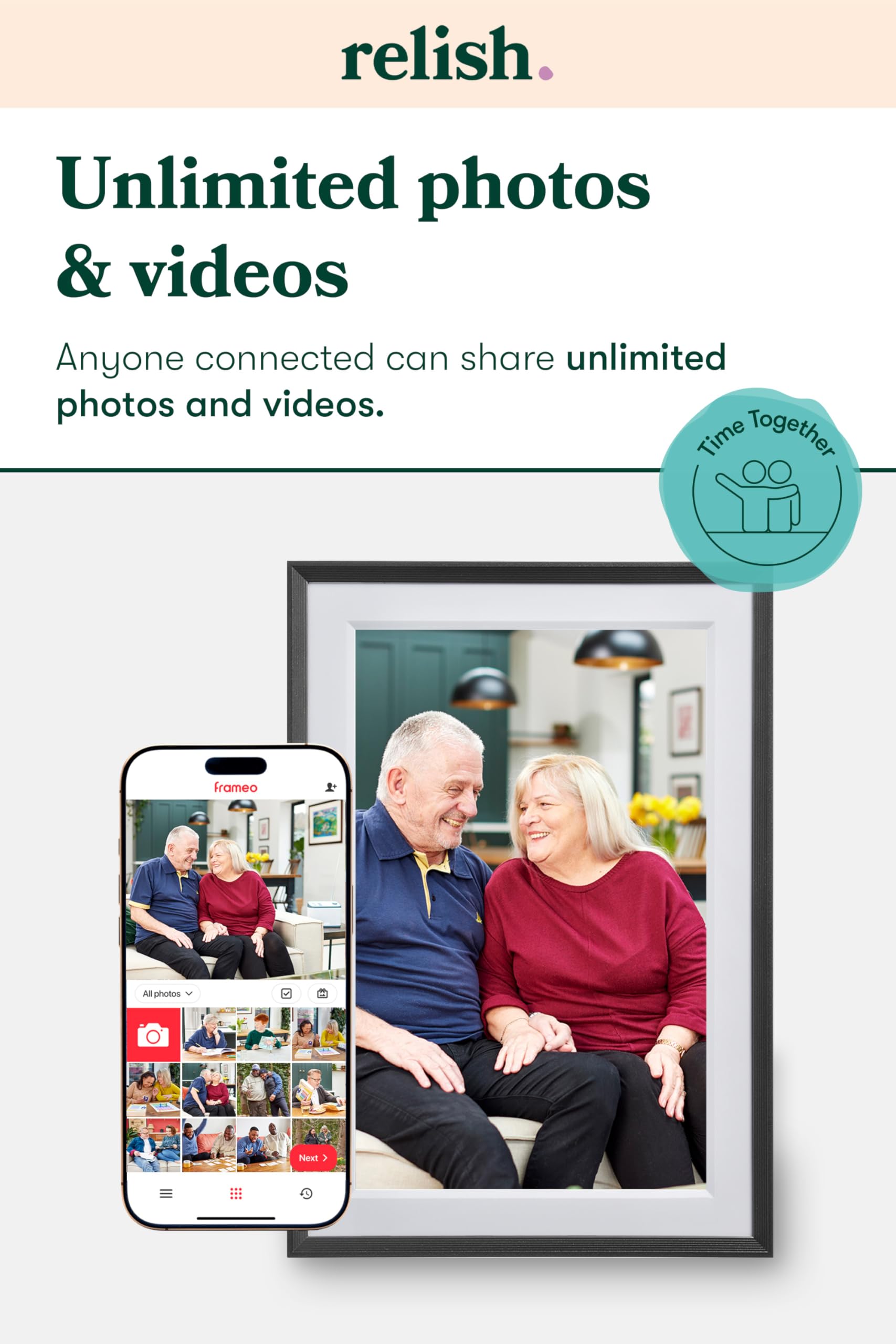 Relish Marco de fotos digital para demencia y ancianos, marco de fotos WiFi de 10 pulgadas para soporte de memoria, conexión familiar y compartir fotos, 32 GB