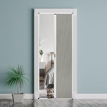 No-Drilling Interior Accordion Door, Retractable Folding Door with Aluminum Frame and Cellular Fabric, Waterproof and Heat Insulation, for Bedroom, Bathroom, Kitchen, OfficeGrey