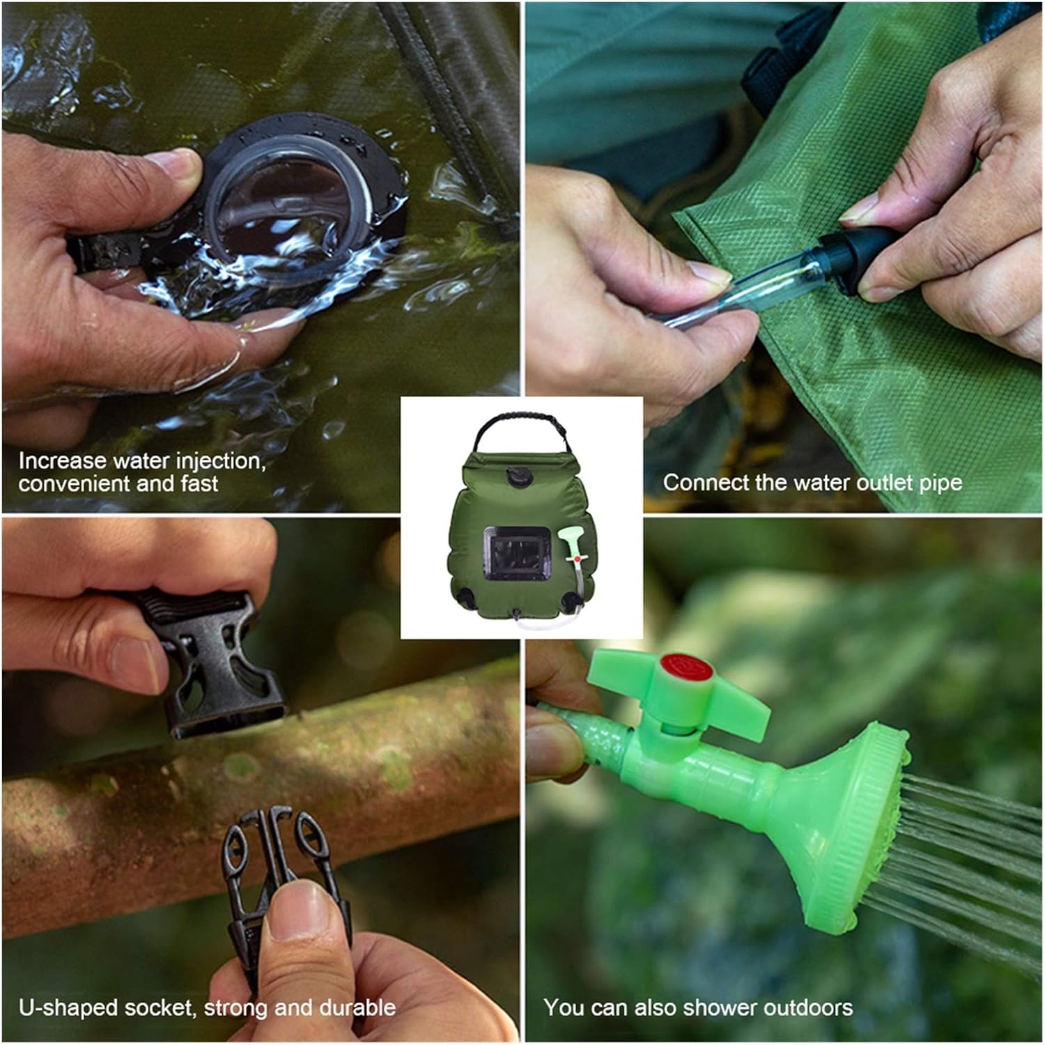 Portable 20L Portable Package Camp Hike Shower Bag Outdoor Bathing Product Outdoor Camping Accessories (Color : Green)