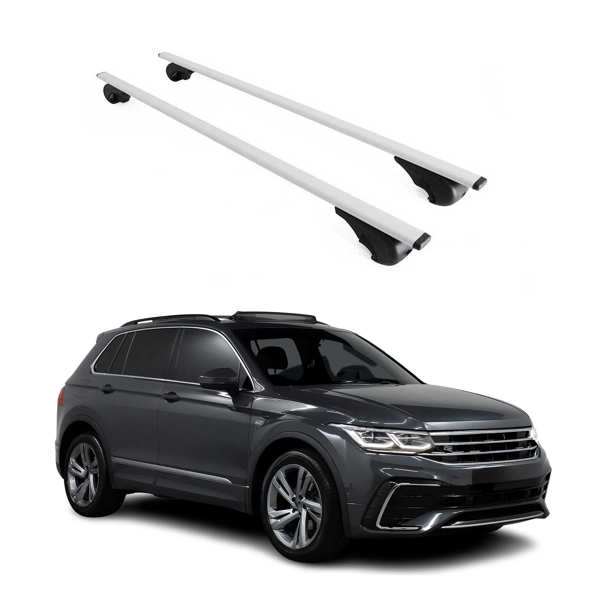 OMAC Dachträger für VW Tiguan 2016-2023 Stahl 2 Stangen Silber