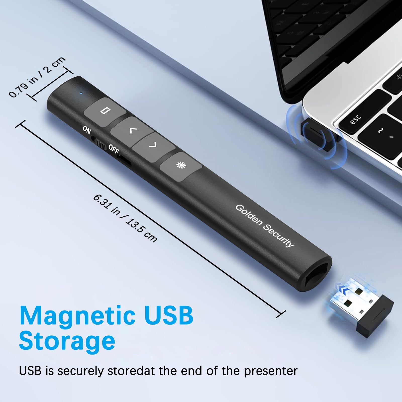 Puntatore Presentatore Wireless Presenter Telecomando Presentazioni Powerpoint, 2.4GHz Telecomando Computer Slide PC Pointer per Presentazione, Insegnamento, Ufficio, Conferenze, ecc