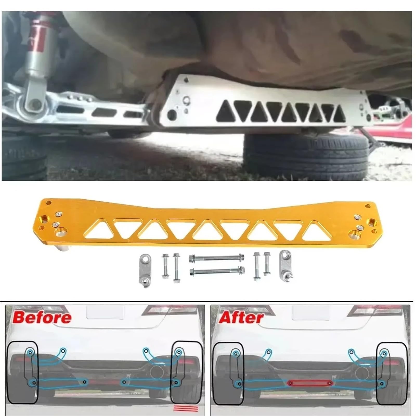 Srebrny kęs aluminiowy wspornik tylnej ramy pomocniczej + drążek ściągający + tylny dolny wahacz kompatybilny z Honda Civic EG 92-95 części podwozia akcesoria