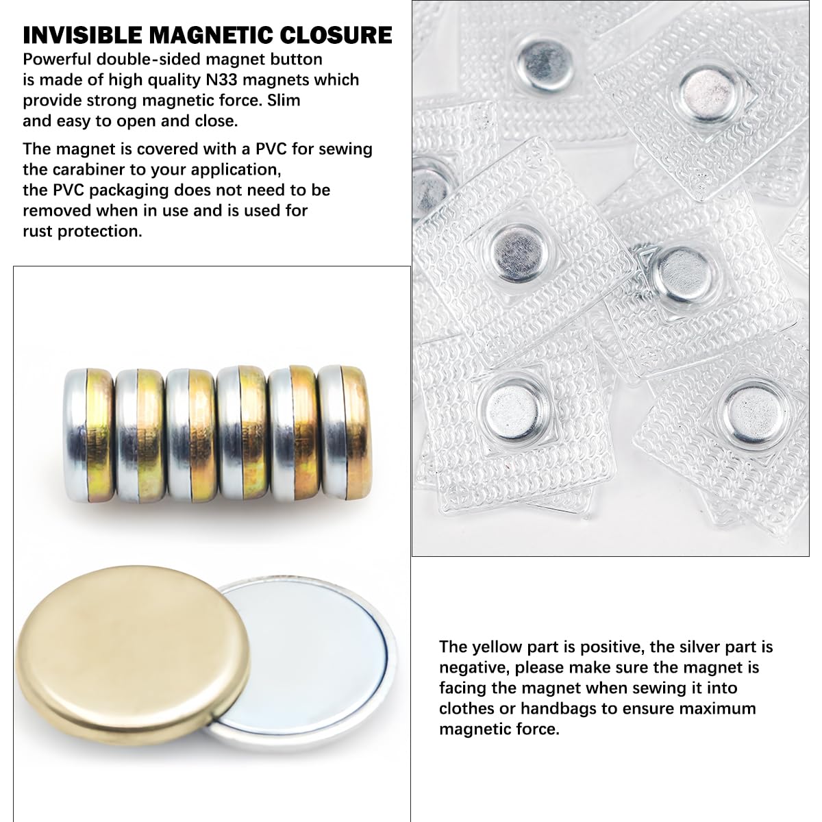 Cierres Magnéticos Invisibles - Pack De 10, Ideales Para Bolsos Y Ropa