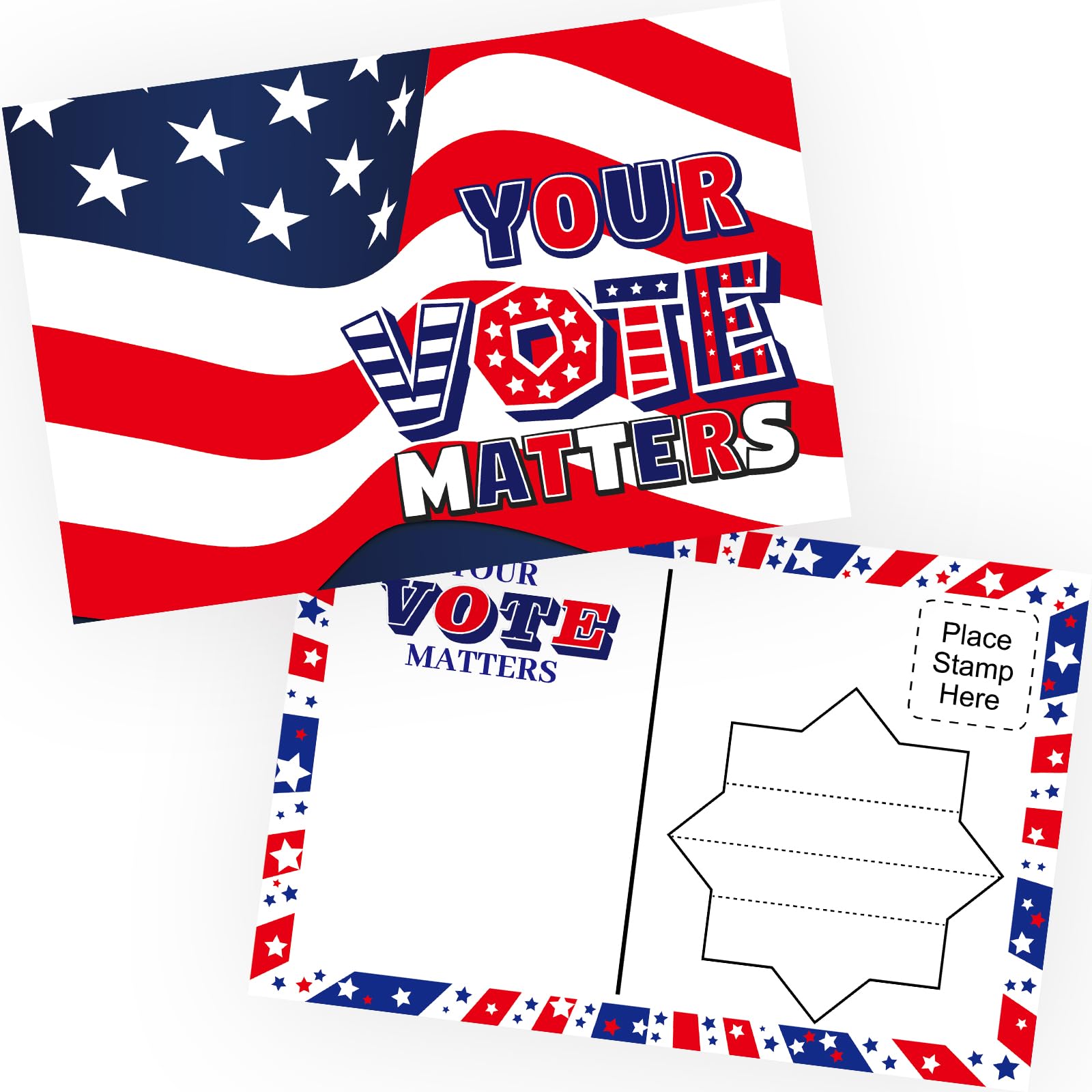Fancy Land Voter Postcards Your Vote Matters Patriotic American Flag Voting Cards for Election Campaign 100Pcs