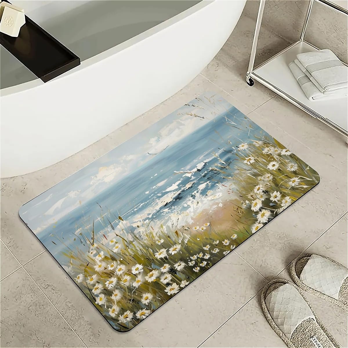 Tapis de bain antidérapant en diatomée poisson rouge pour éviter les glissades