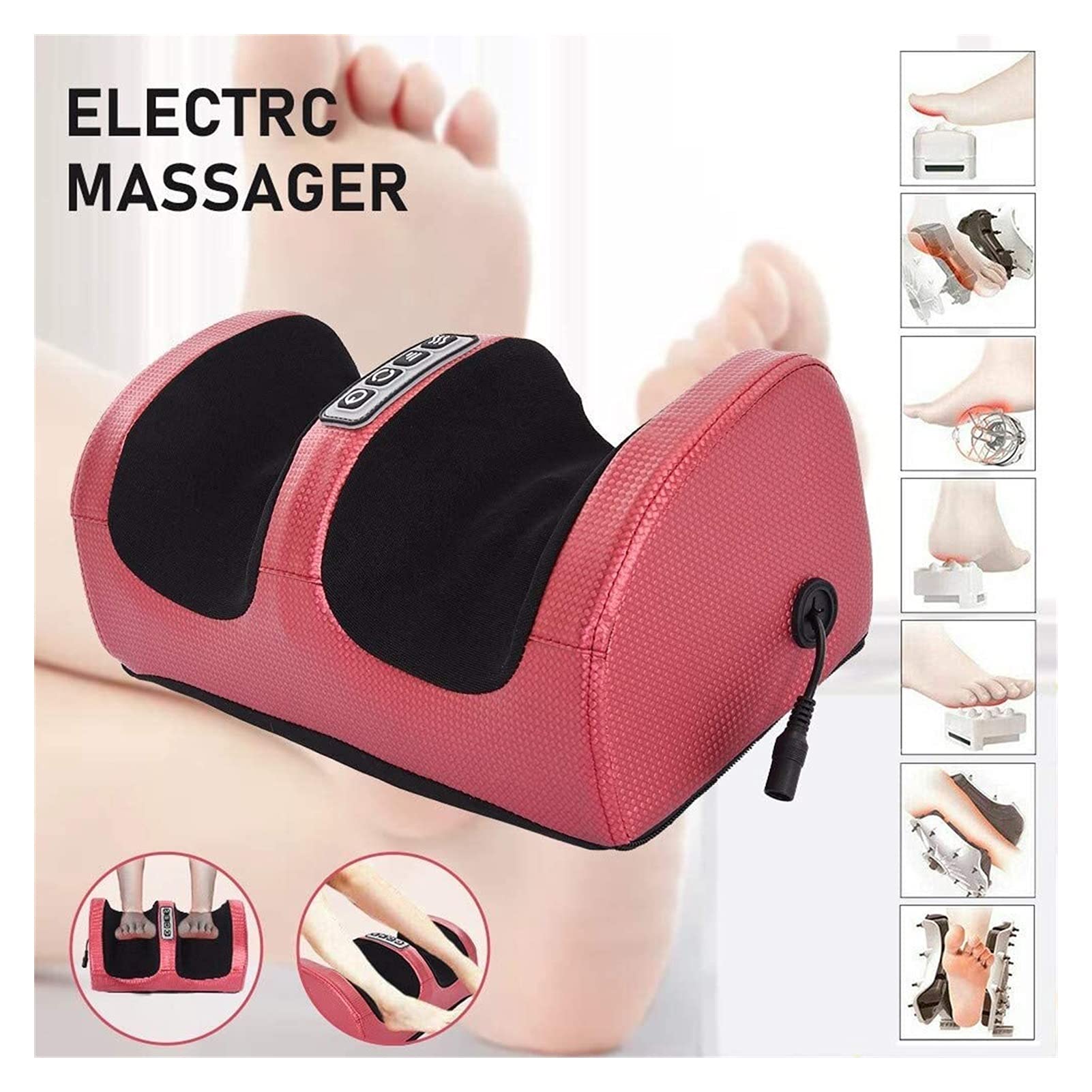 Massaggiatore Per Piedi Macchina Per Riscaldamento Elettrico Impastamento Profondo E Rotolamento Massaggio Shiatsu Per Dolore E Circolazione, Piede Gamba Polpaccio Caviglia Strumento Per Uomini Donne