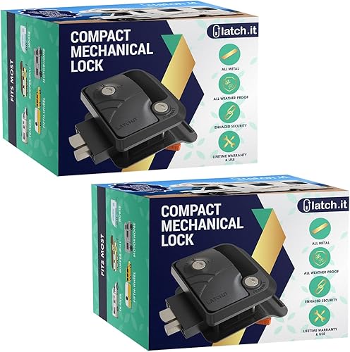 Miniatura 9 de LATCH.IT Reemplazo de Cerradura de Puerta Negra para RV Manija de Puerta de RV Totalmente de Metal se Adapta a Agujeros de 2.75"x3.75" Cerradura