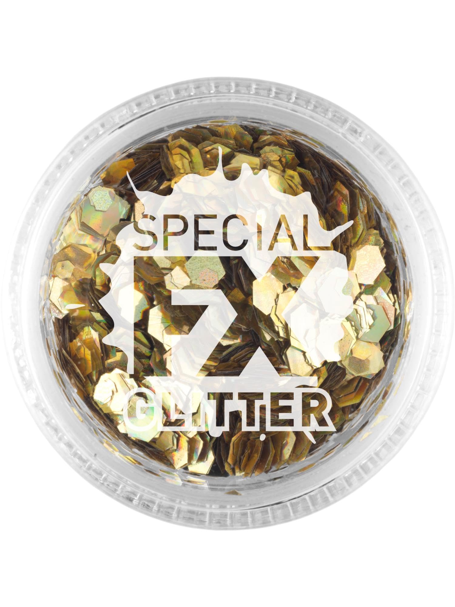 Smiffys Make-Up FX, Gold, Confetti Glitter 2g, Loose, Cosmetics and Disguises Fancy Dress, Adult Dress Up Cosmetics & Disguises.