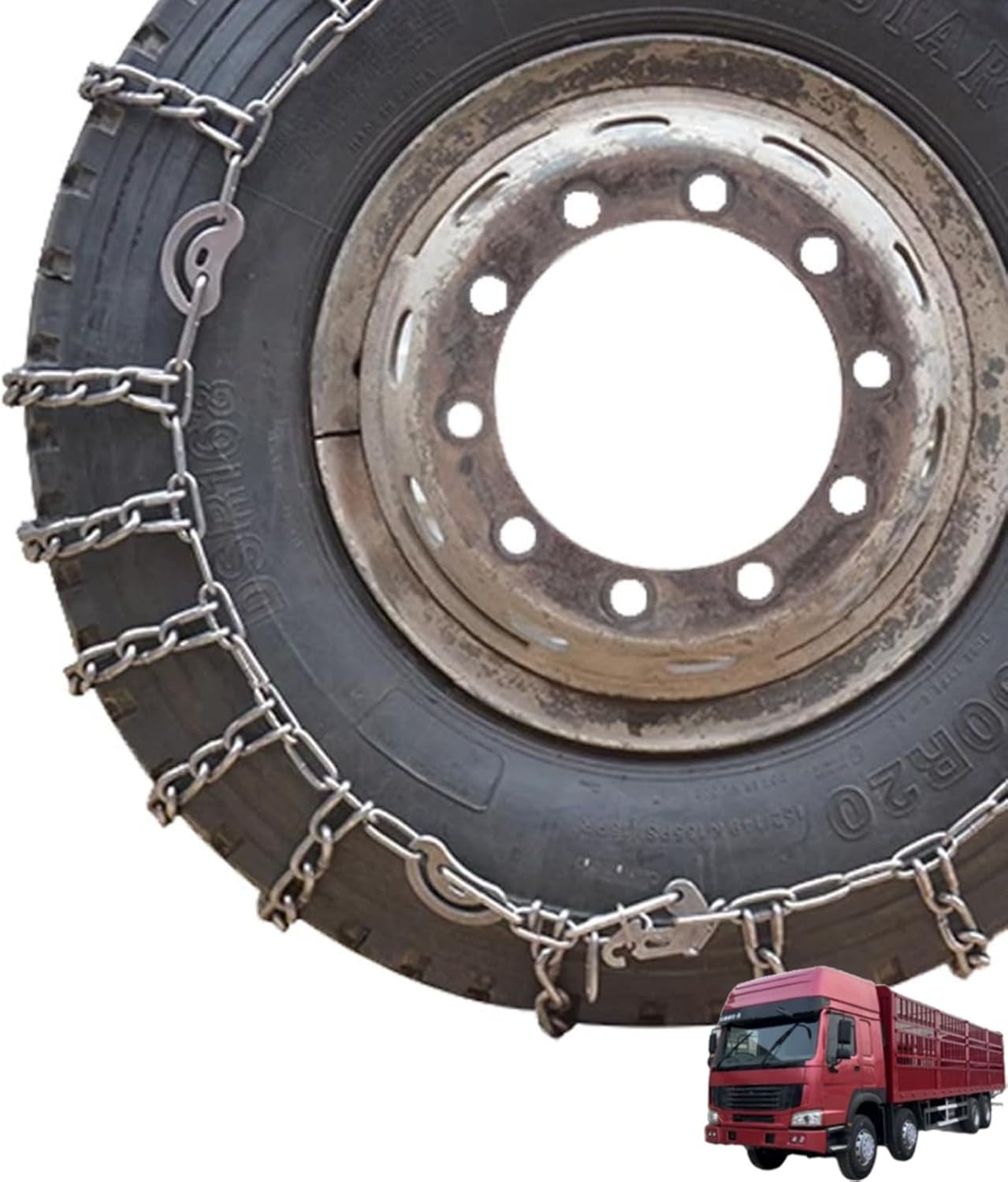 9mm Set of 2 Heavy Duty Snow Chains for Suvs and Cars Skid Traction Chains High Strength Manganese Emergency Use for Tire Reliable in Icy road 6.00-14 2pcs 295/80R22.5