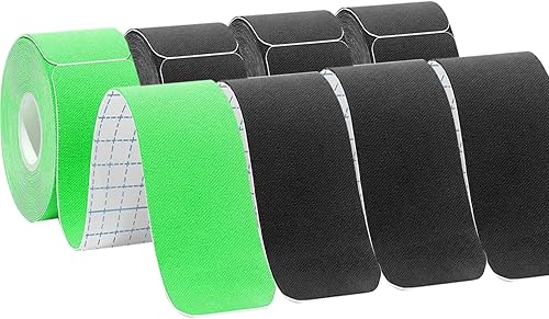 Miniatura 1 de Kinesiology Tape Pro Precut (4 rollos, 80 tiras) de algodón original, impermeable, transpirable, elástico, sin látex, cinta deportiva para músculos