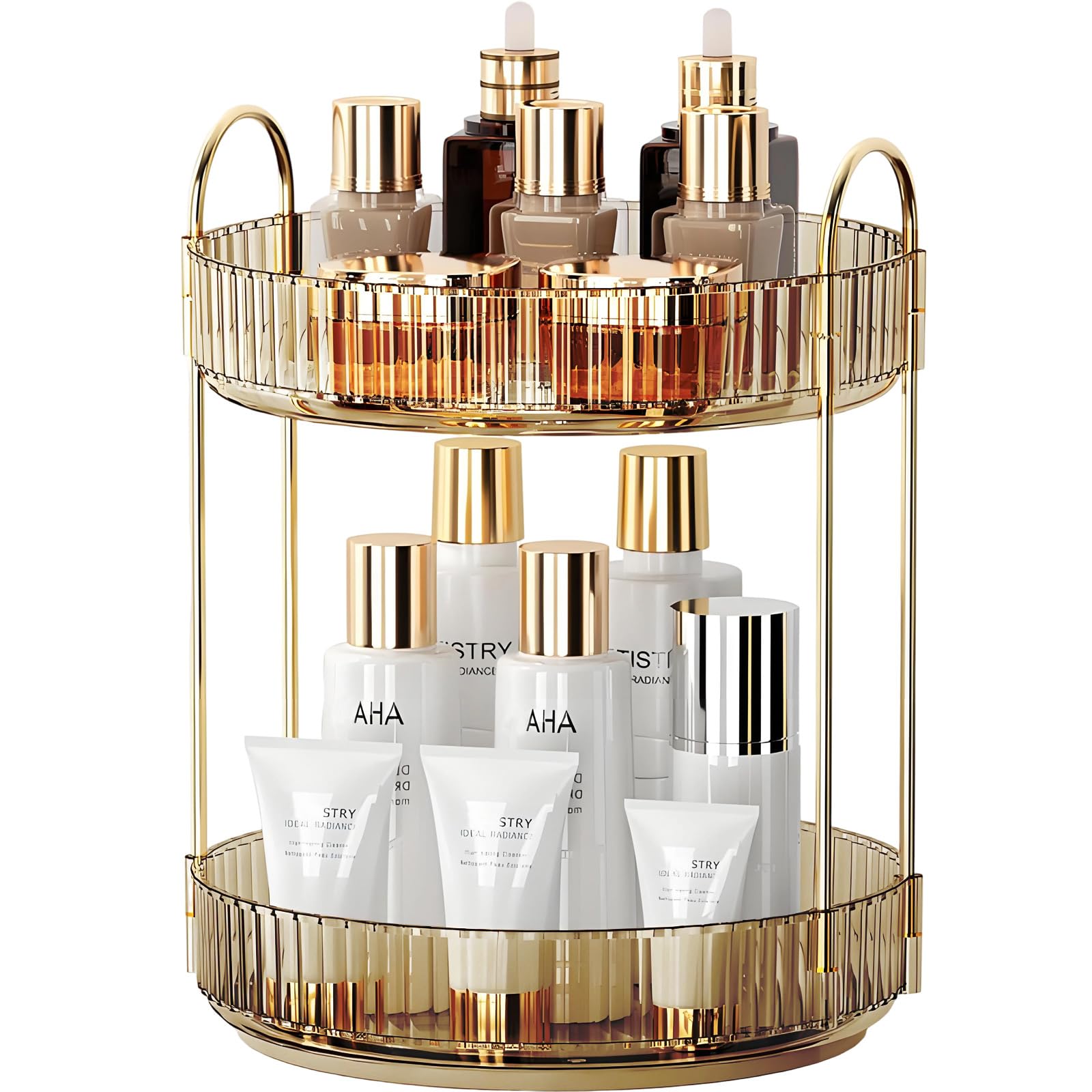 Organizzatore per trucchi per Vanity girevole a 360, organizer per cosmetici di grande capacità per rossetti, gioielli, cura delle unghie, cura della pelle, profumi, organizer da scrivania ideale per