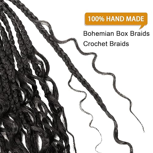 Vista 45 de Goddess Box Braids Crochet Hair With Curly Ends 18 Inch Bohomian Box Braids Crochet Braids 8 Packs 3X Crochet Braids Synthetic Braiding Hair 1B-4-30