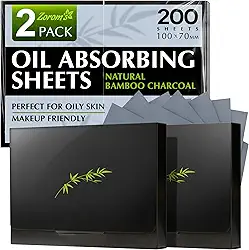 Lenços Absorventes De Óleo Natural Para O Rosto Com Carvão Bambu - 2 Unidades/200 Papéis Adequados Maquiagem Pele Oleosa