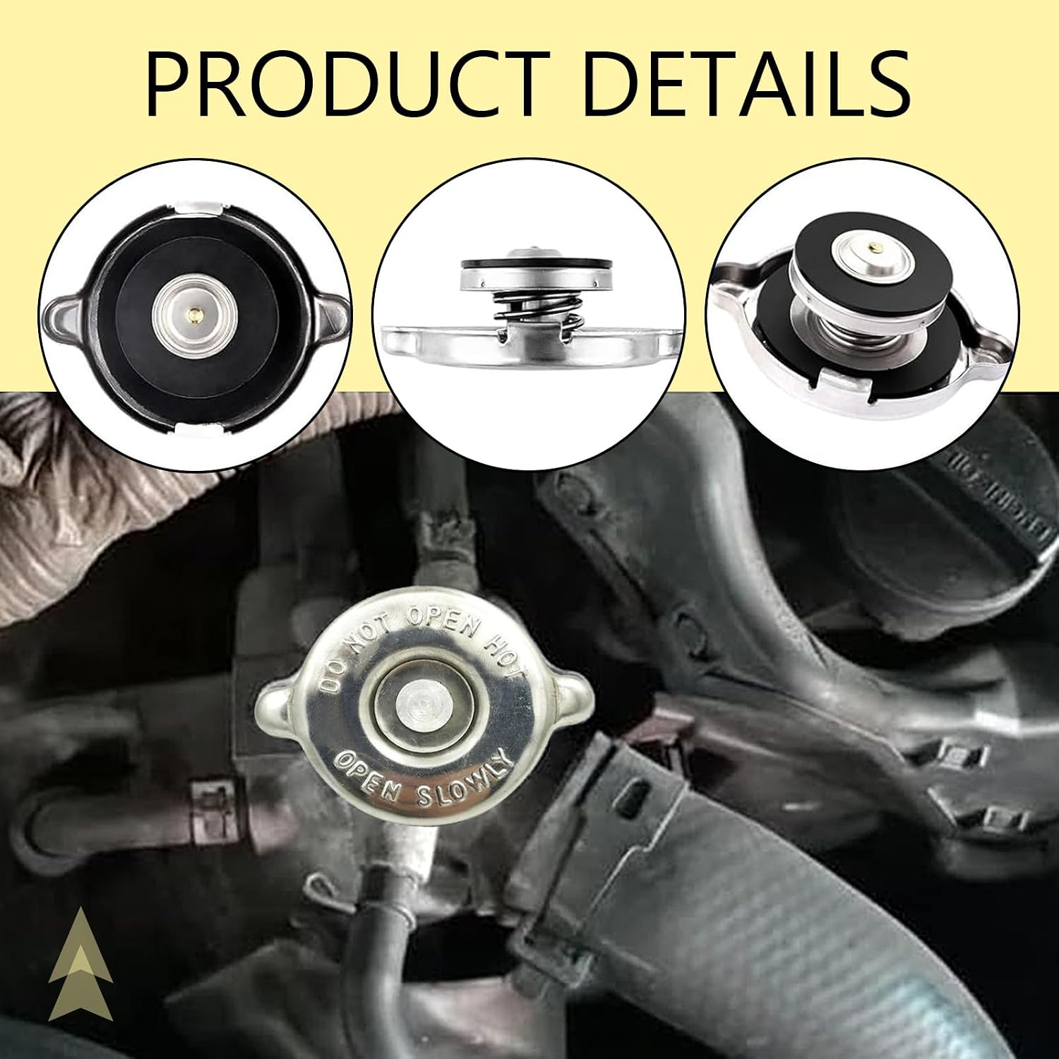 16 PSI Radiator Cap, Stainless Leak-proof Cooling Water Cover Replacement OEM #31523, Compatible with Chevrolet Dodge Jeep Volkswagen Chrysler Buick (Silver)