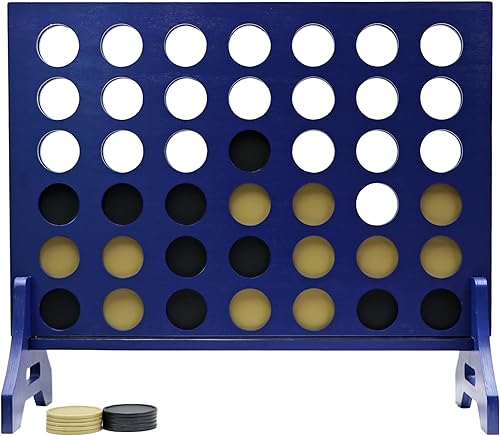 Tailgating Pros Cuatro en una fila de color azul marino premium con funda de transporte - Juego de patio al aire libre de gran tamaño Jumbo -