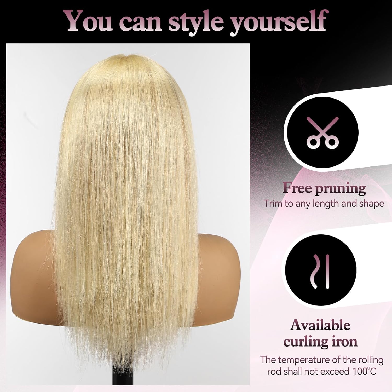 PYH Blonde 13x4 Lace Front Wigs Human Hair Pre Plucked Straight Human Hair Wigs for Women with Baby Hair 180% Density 18 Inch
