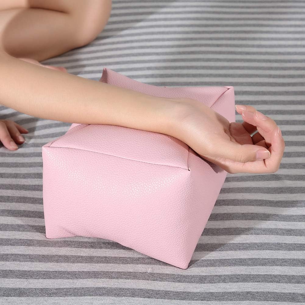 KIMISS Nail Art Hand & Foot Pillow for Salon, Soft PU Arm Rest Cushion, Manicure Table Accessory, Pink Comfort Support for Nail Care