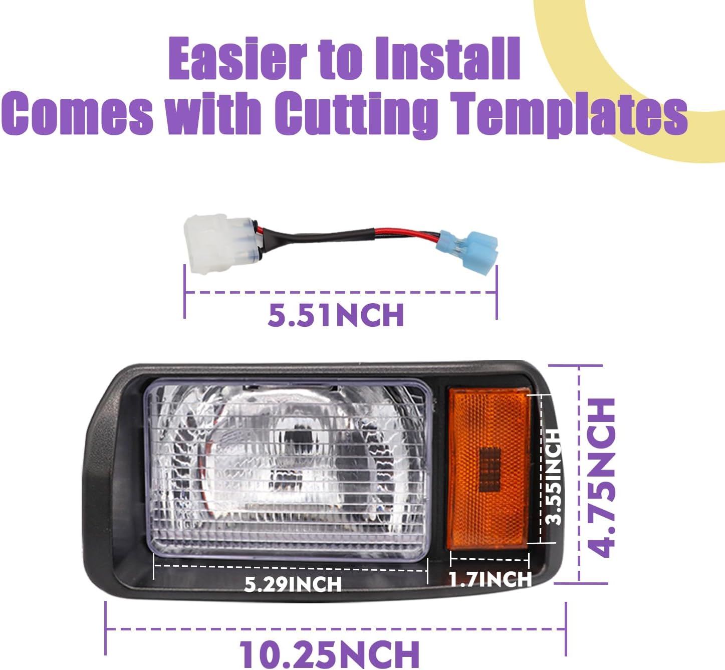 Panglong Club Car DS Headlights, Factory Style DS Halogen Headlights Kit-Passenger and Driver Side, Suitable for Club Car DS 1993-Up Golf Cart, Replace OEM 101988002, 101988001