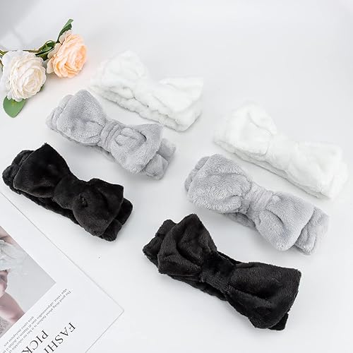 Miniatura 7 de 6 diademas de spa, banda para el cabello para lavar la cara, banda para el pelo con lazo, diadema de maquillaje, diademas para el cuidado de la