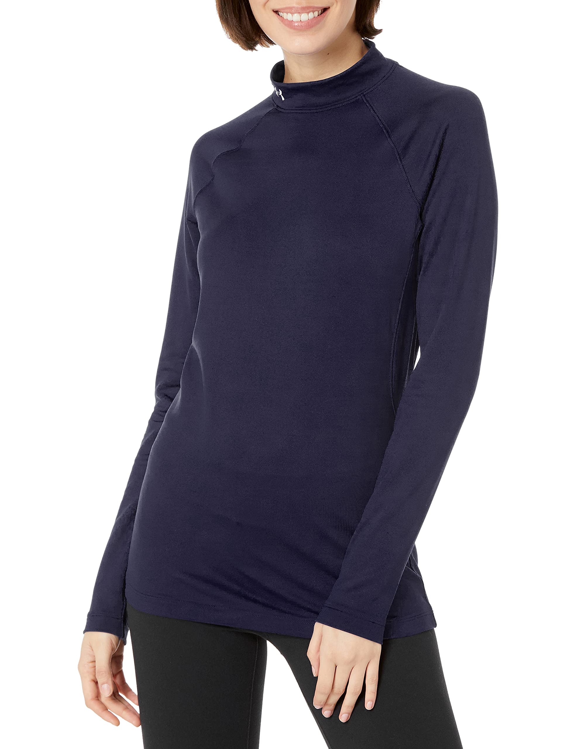 Under Armour Women's ColdGear Authentics Mock Neck, Midnight Navy (410)/White, XL