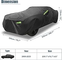 Vista 7 de X AUTOHAUX Funda impermeable de coche para Dodge Challenger SXT, GT, Hellcat, Scat Pack, SE, R/T, SRT8, T/A 2008-2023, resistente al viento