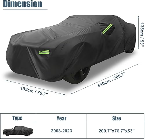 Miniatura 7 de X AUTOHAUX Funda impermeable de coche para Dodge Challenger SXT, GT, Hellcat, Scat Pack, SE, RT, SRT8, TA 2008-2023, resistente al viento,