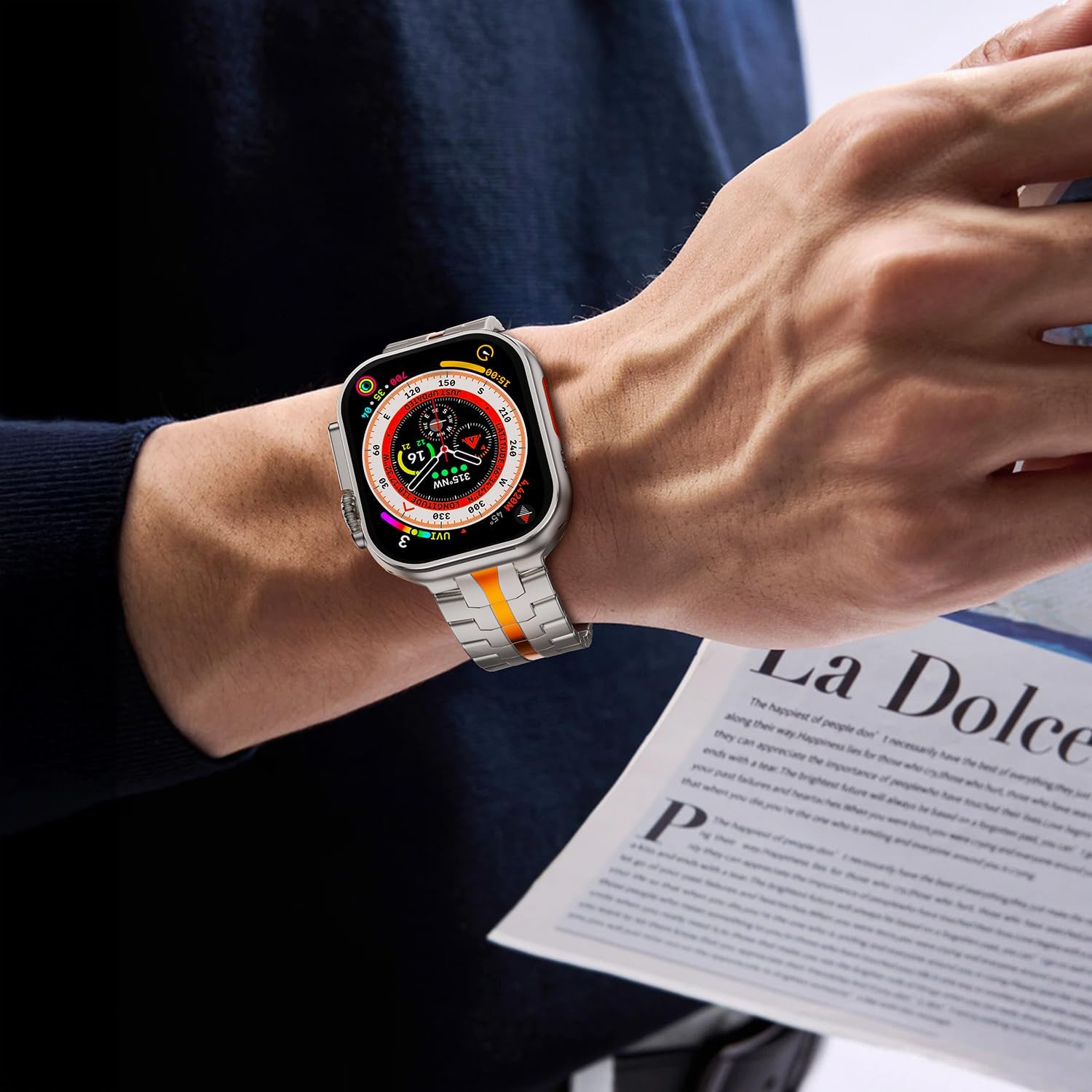 Titanium Band Compatible with Apple Watch Ultra 3 2 1 Band 49mm 46mm 45mm 44mm 42mm For Men,Luxury Wristbands Lightweight Strap for iWatch Series 11 10 9 8 7 6 5 4 SE - Image 7