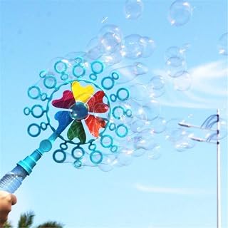Cute pinwheel bubble wand, large 15.7 inch bubble wand with bubble soaking tray, colorful pinwheel bubble wand, suitable for kids, indoor and outdoor games and decor, summer party & kids gifts (Blue)