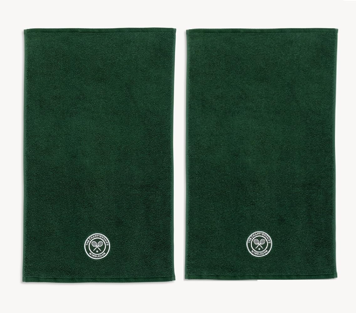 Wimbledon Official Championship 2026 Guest Towel Pack of 2 | 15'' x 27'' | Soft Cotton | Green