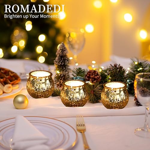 Miniatura 3 de Portavelas votivas doradas, 24 piezas de centros de mesa de boda para decoración de mesa, soporte redondo de mercurio para velas de té de mercurio,