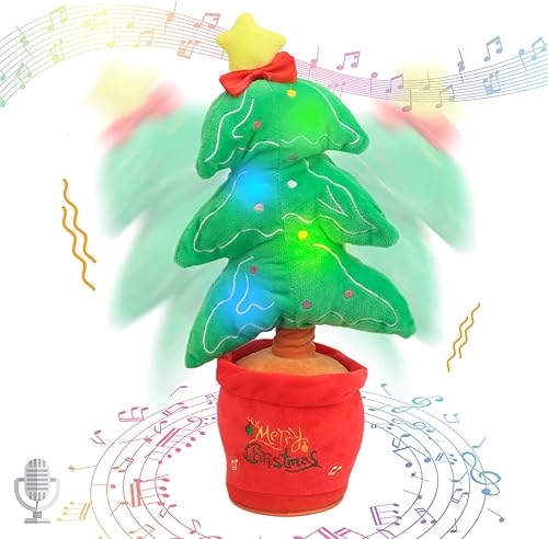 Hopearl Juguete de árbol de Navidad bailarín brillante, repite lo que dices, juguete de árbol de Navidad que se retuerce y canto imitando la
