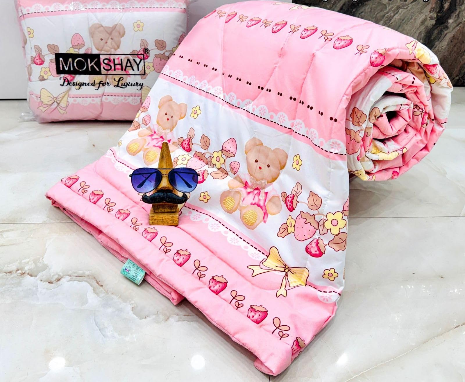 Kitch Deco™ Glace Cotton Reversible Babies Single Bed & Kids Comforter/Dohar/Quilt, 200 GSM (60x90 Inches) (Teddy)-image-45