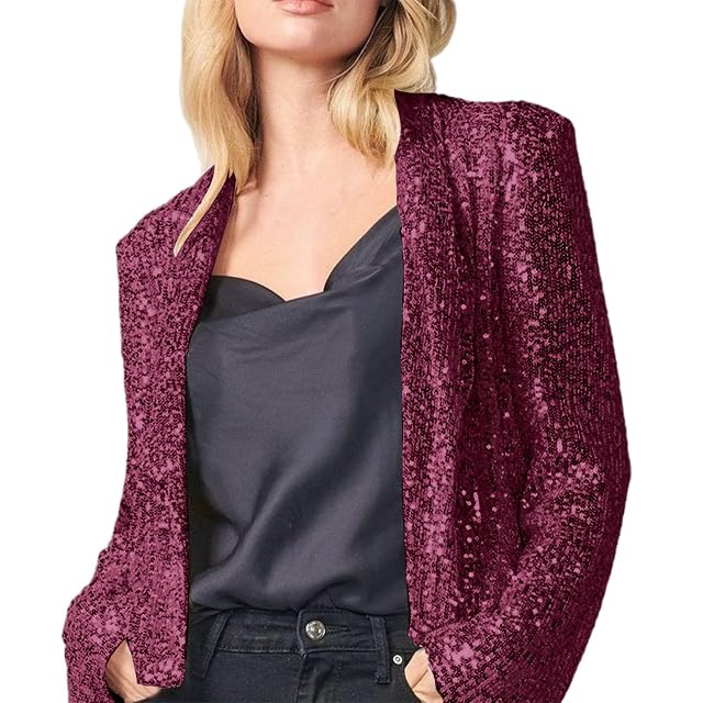Sequin Cardigans or Women Sparkly New Year Tops Loose Open Front Shimmer Glitter Jackets Outerwear Coat