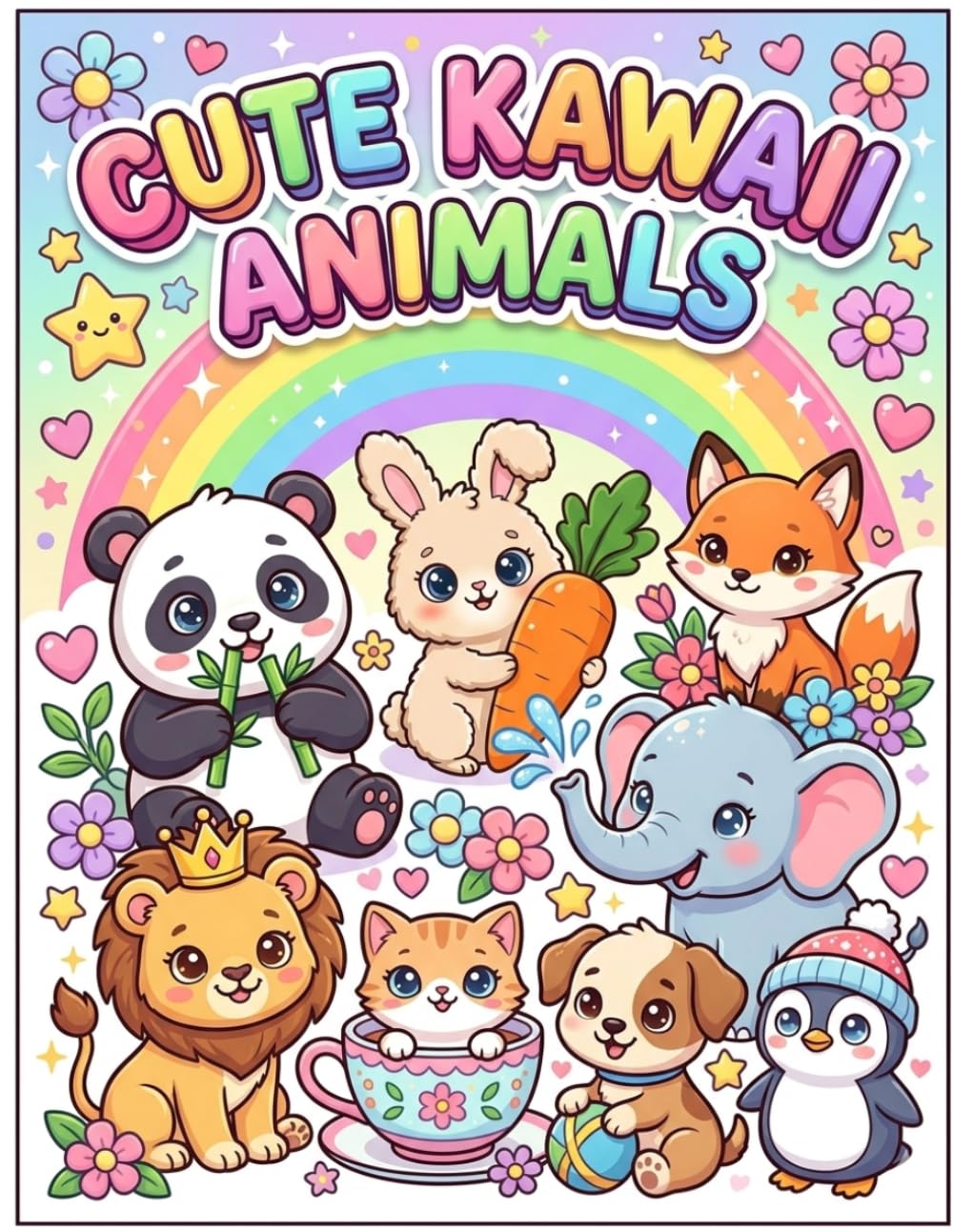 Cute Kawaii Animals Coloring Book: Adorable Coloring Pages for Kids Ages 4-8