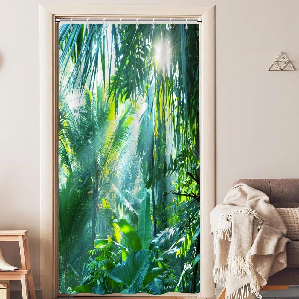 Uiiooazy Cortina de Ducha de Hoja Eucalipto, Cortinas de Ducha Verde Oro Abstracto Planta Cortinas de Baño Antimoho Impermeable Lavable Tejido de Poliéster Cortina Ducha con Ganchos 90x180cm — view 74