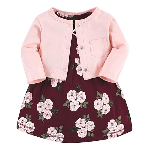 Hudson Baby Baby Girls' Cotton Dress and Cardigan Set
