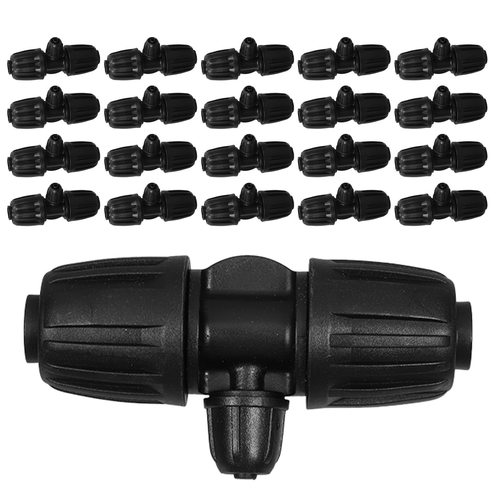 Beaupretty Set da 30 Pezzi di Raccordi 3 Vie per Tubo Irrigazione in PP Nero, Compatibilità Ampia con Innesto a Barb, Adatti a Tubazioni per Irrigazione a Goccia all'aperto