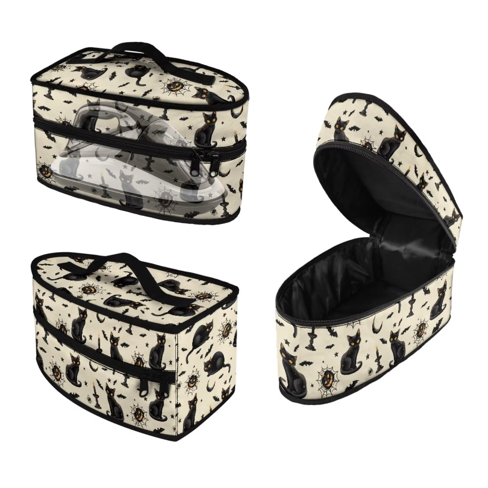 ASQVTIFE Black Cat Iron Storage Bag Halloween Decorations for Home Iron Storage Bag with Handle Zippered Travel Case Irons Accessories Carrying Case for Portable Steamer Halloween Decor
