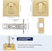 Vista 8 de Paquete de 1 cerradura de puerta de bolsillo dorada, herrajes para puerta de bolsillo con indicador rojo-verde, manijas de puerta de bolsillo