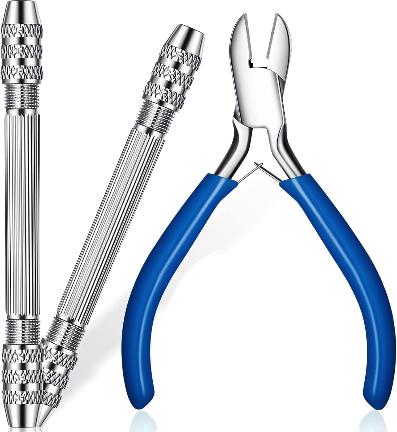 Excefore Jewelry Making Tools, Includes 2 Pcs Winding Copper Wire Tool and 1 Jewelry Wire Cutter Plier, Jewelry Making Wire Wrapping Tool for Hand-Making Jewelry Wire Double Ended Twist Braid Pin Vise