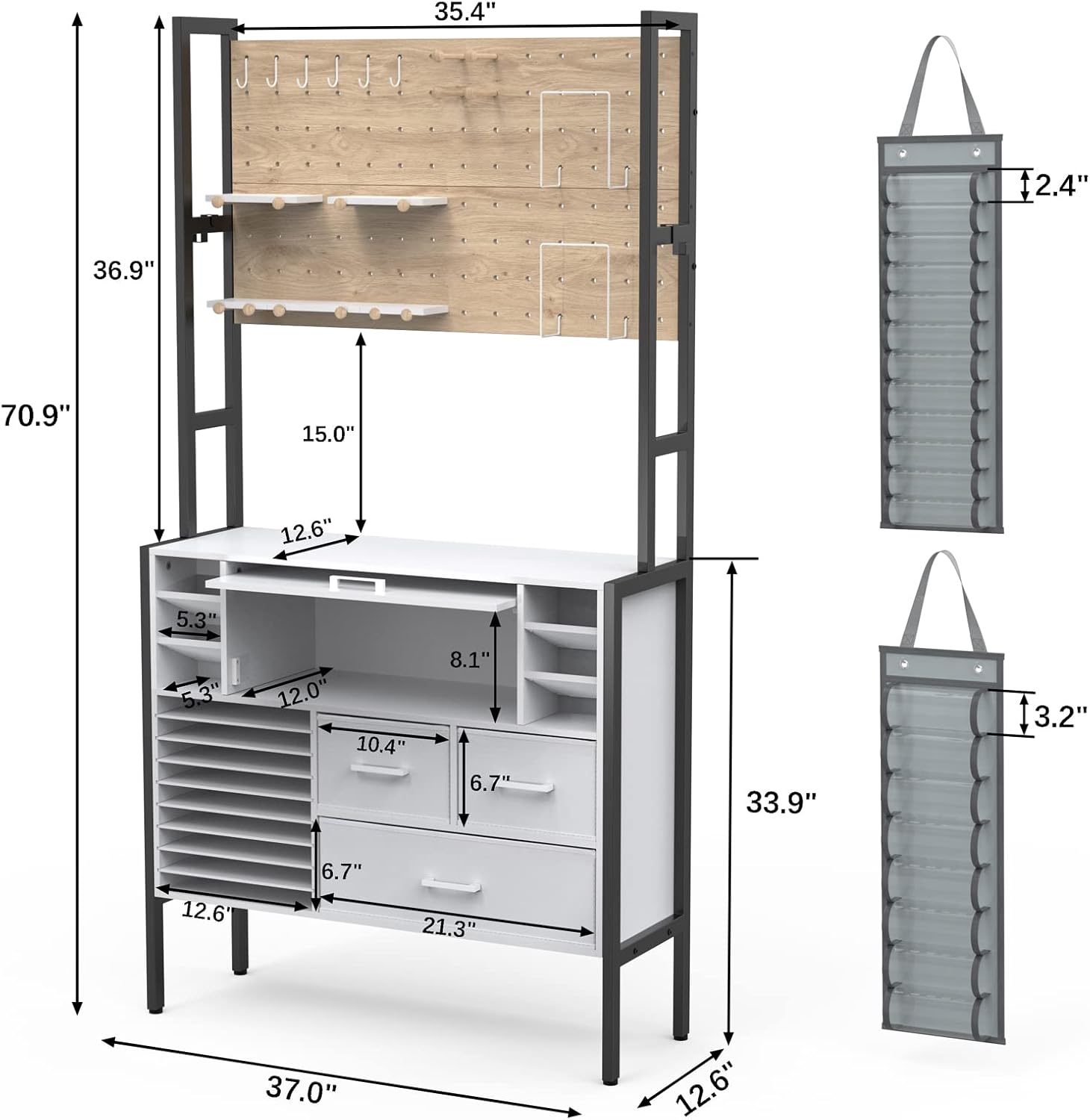 Detailed dimensions of the GDLF Craft Cabinet, including height, width, and depth of various sections.