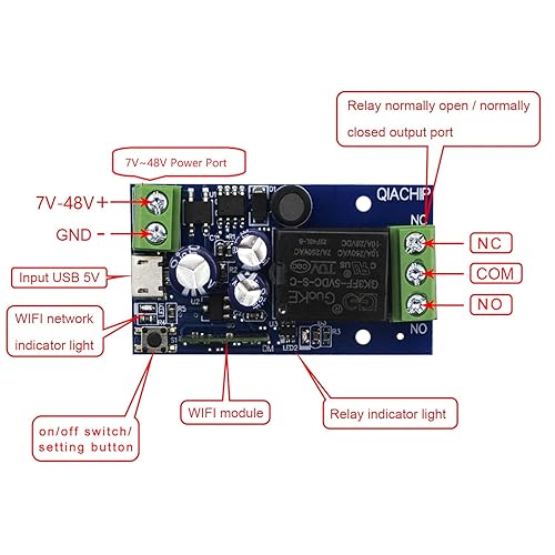 Miniatura 2 de Ewelink - Módulo de relé inteligente inalámbrico WiFi USB 5V12V24V48V, interruptor de encendido y apagado remoto para control de acceso, encender