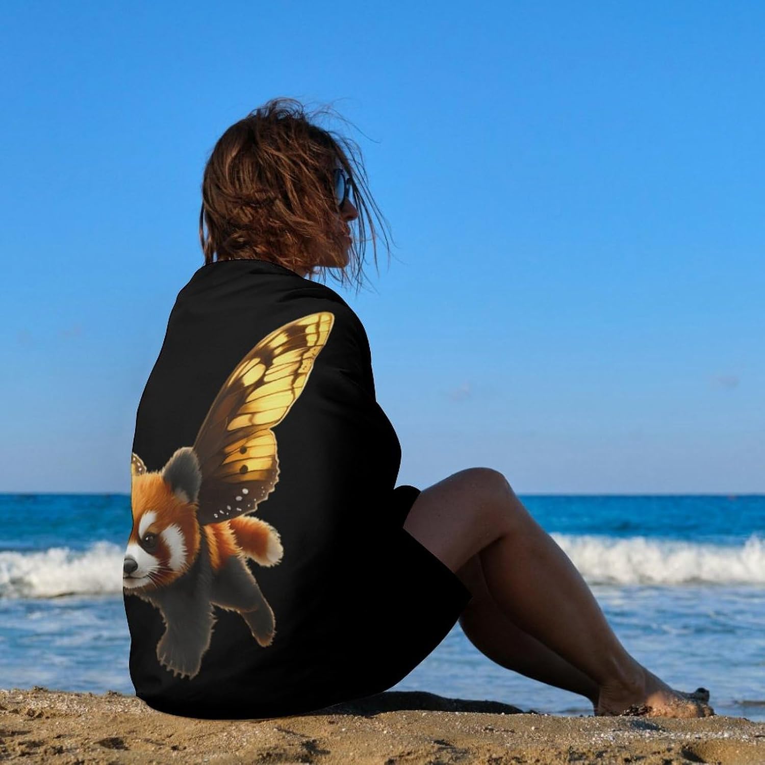 Flying Red Panda Oversized Beach Towel Soft Absorbent Pool Bath Swim Towels for Adults Travel Vacation Gifts 130x80cm