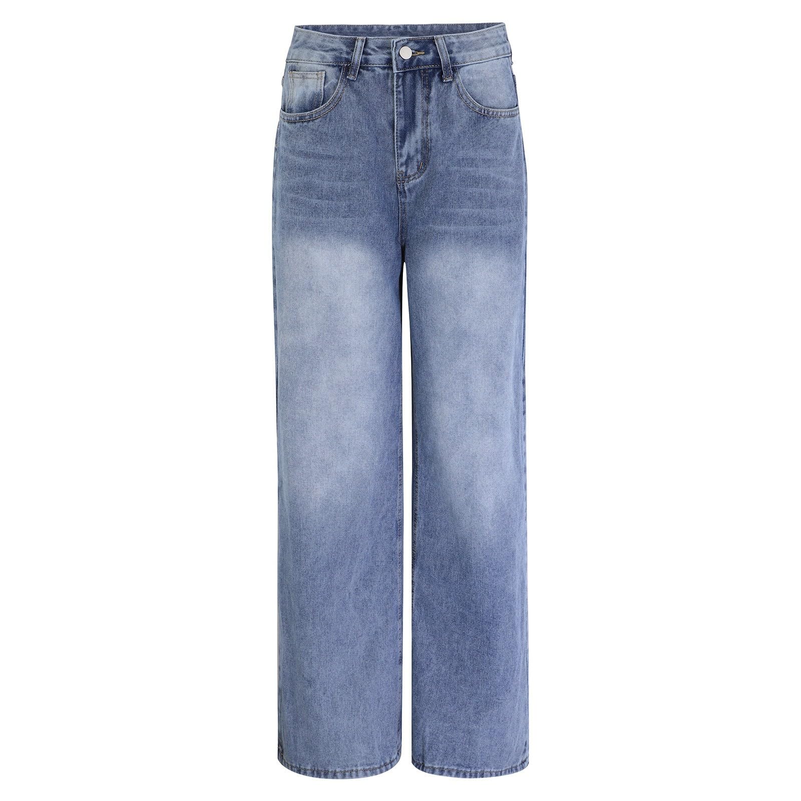 Jeans Donna Larghi Vita Alta Jeans Elasticizzati Larghi Leggeri Pantaloni Denim Vita Alta Gamba Larga Casual Tempo Libero Pantaloni Baggy Curvy Comodi Y2k Pants Wide Leg con Tasche Vintage