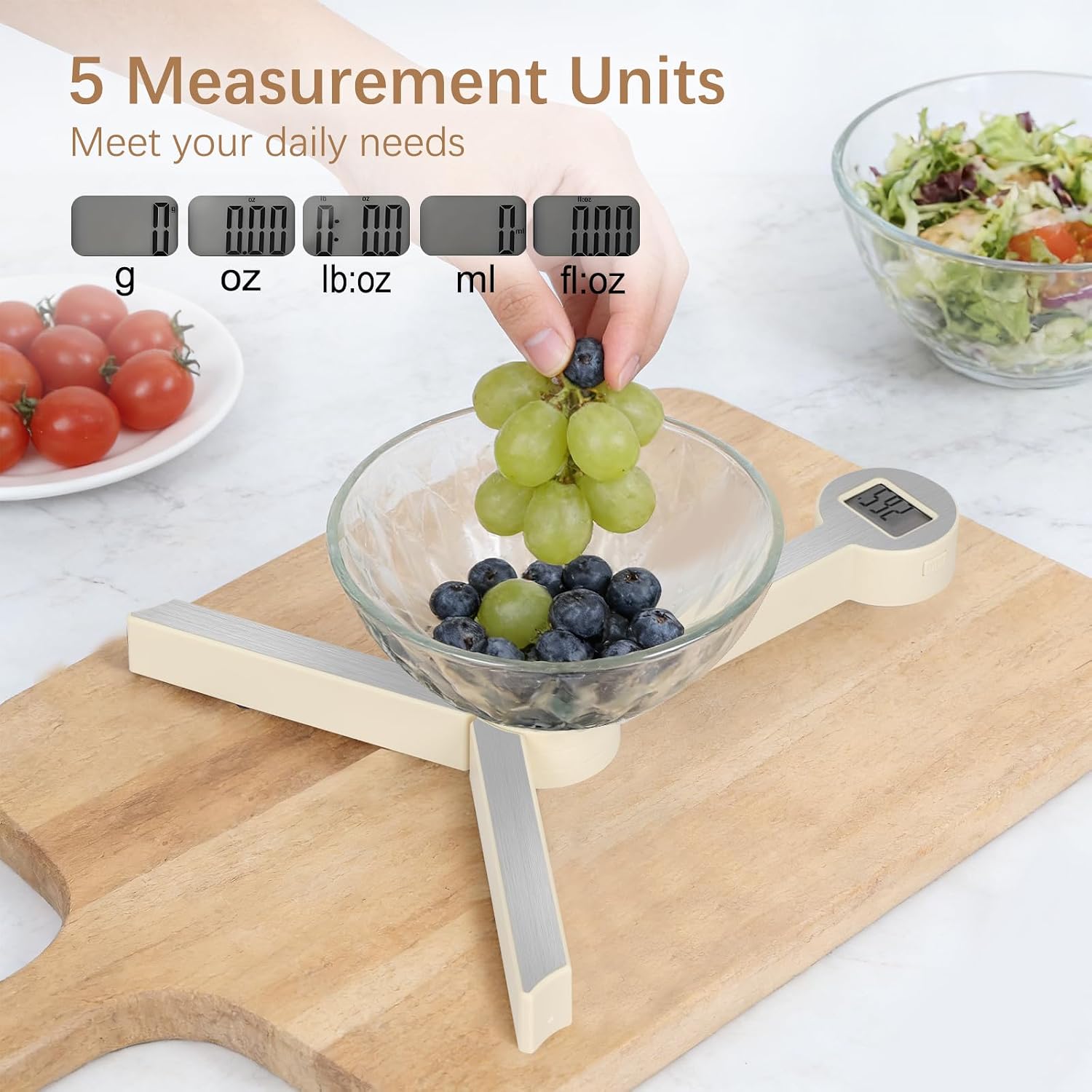 Portable Food Scale, Lightweight Foldable Kitchen Scale, Multi Unit Gram Ounce Scale for Calorie Counting Home & Camping Use