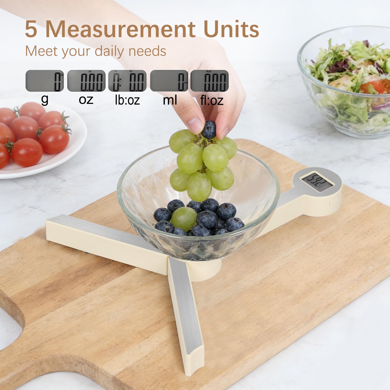 Báscula portátil para alimentos, báscula de cocina plegable ligera, báscula de varios gramos para contar calorías, uso doméstico y camping