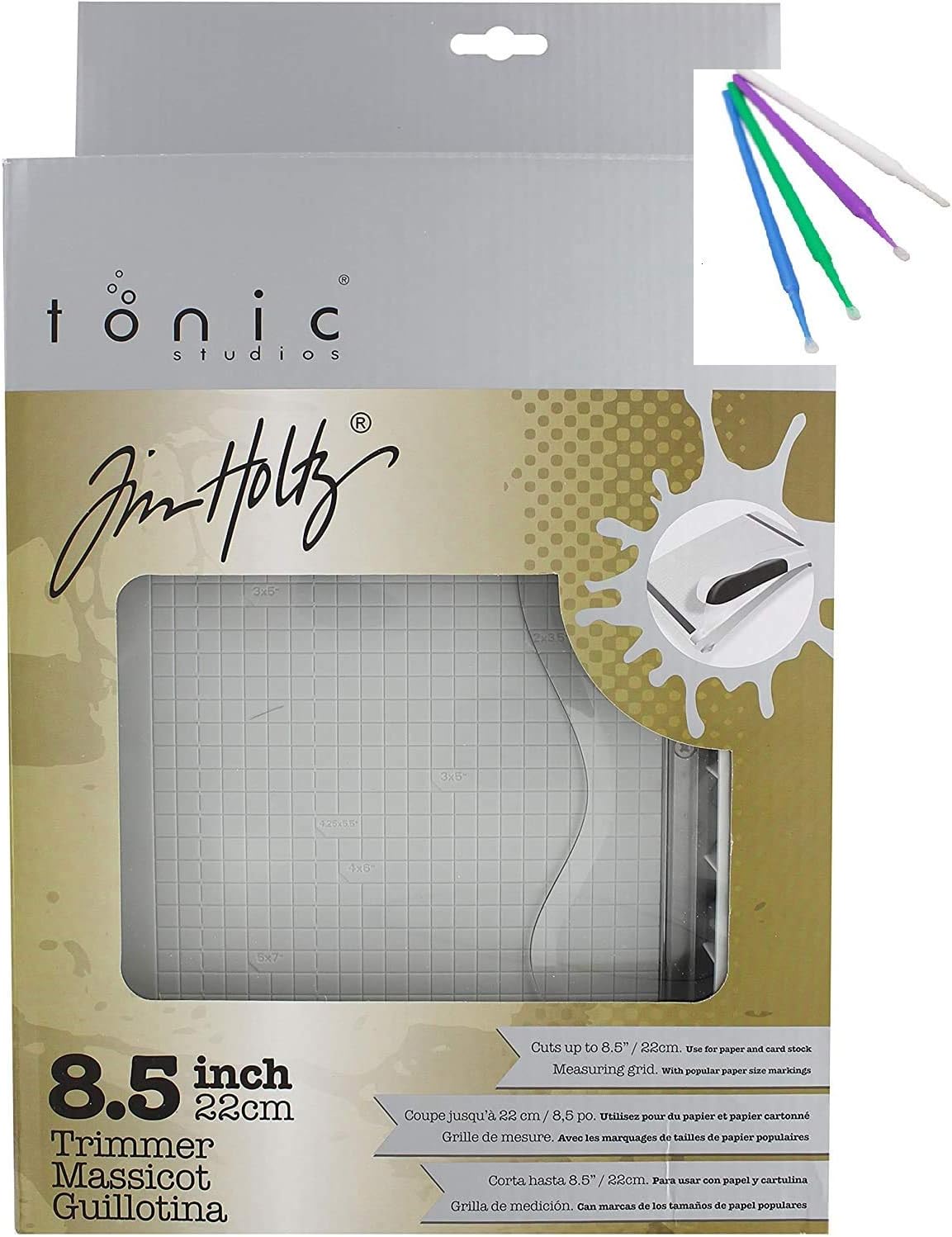Tim Holtz Tonic Studio 8.5" Comfort Trimmer and Yupo Cardstock Bundle with PTP Flash Deals Blending Sticks