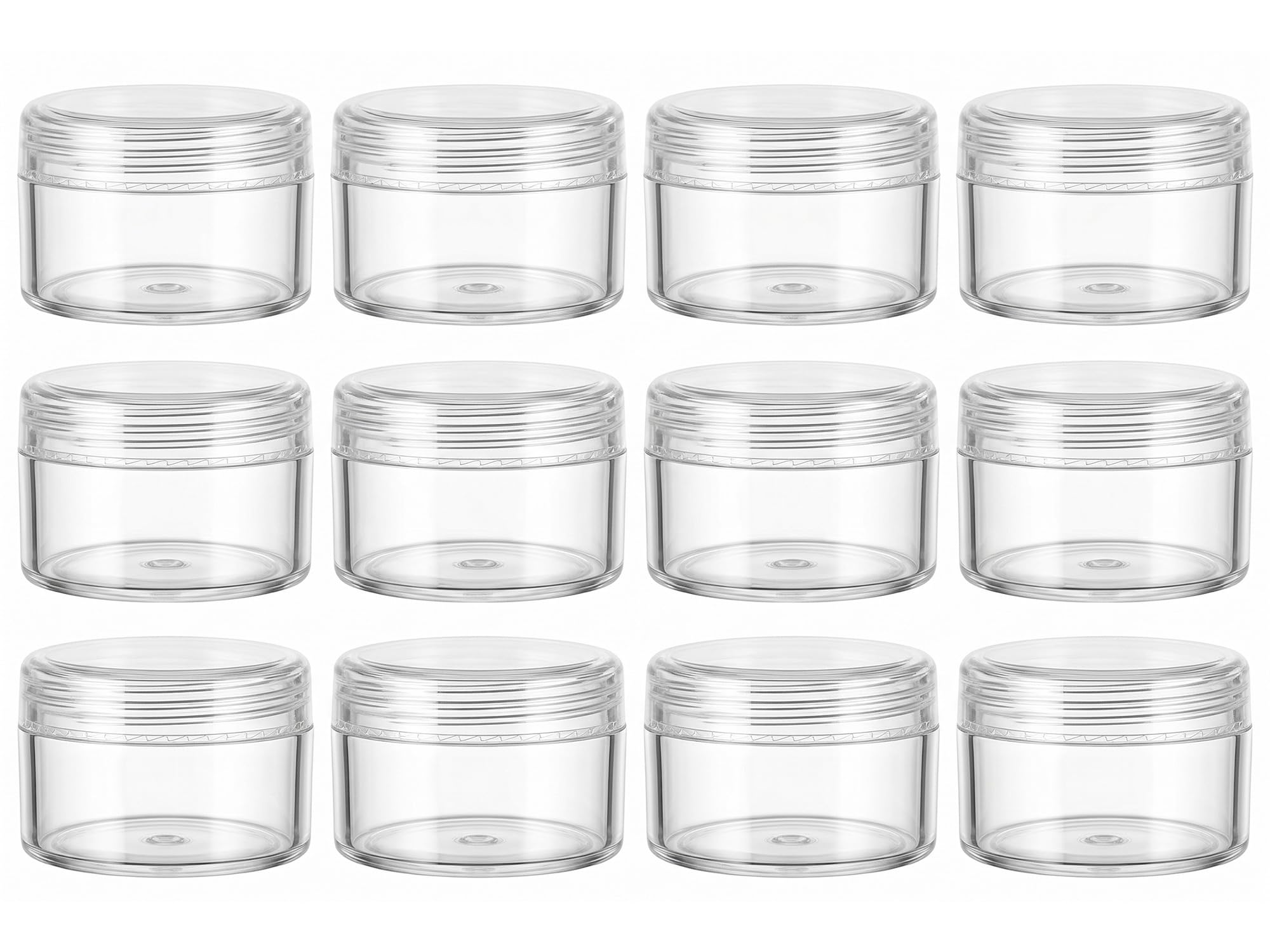 Photo 1 of 15g Small Travel Containers with Lids, 12 Pack Small Plastic Jars for Cream, Lotion, Balm, Sample Containers for Travel, DIY, Cosmetics, Beads and Crafts, Clear Sample Jars with Labels